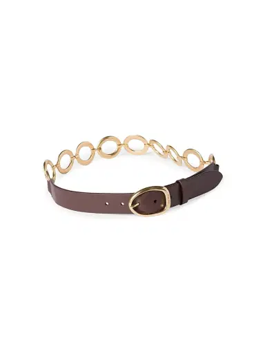 Miu Miu Women's Leather and Metal Belt - Brown - Size 36 | Thumbnail 1