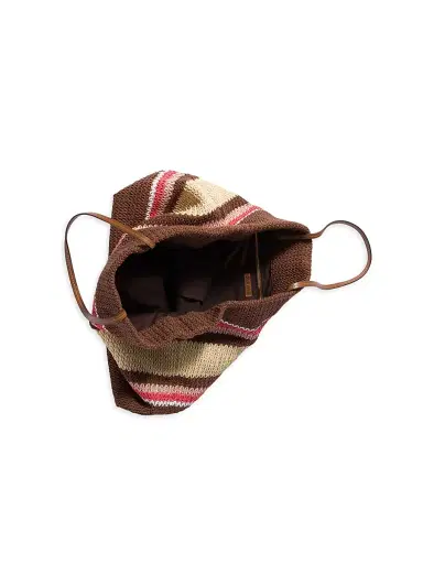 Miu Miu Women's Raffia-Effect Woven Shoulder Bag - Brown Pink | Thumbnail 4 Miu Miu Women's Raffia-Effect Woven Shoulder Bag - Brown Pink | Thumbnail 4