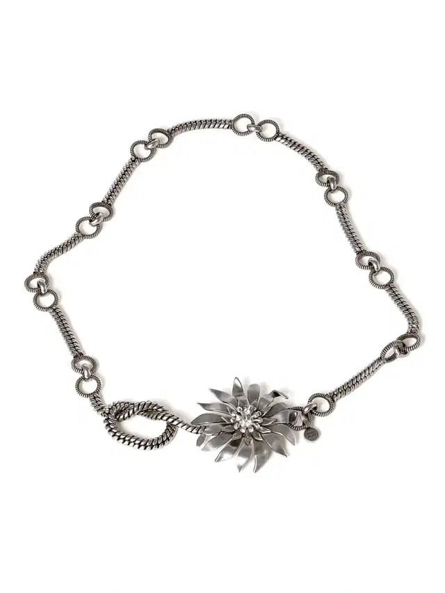 Women's Metal Belt with Crystals - Silver