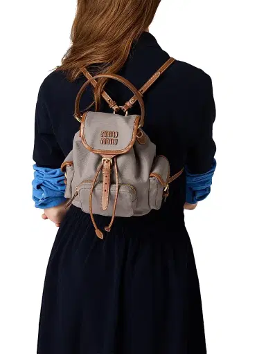 Miu Miu Women's Canvas and Leather Backpack | Thumbnail 3 Miu Miu Women's Canvas and Leather Backpack | Thumbnail 3