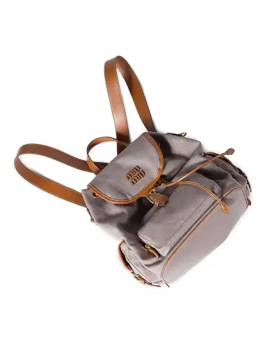Miu Miu Women's Canvas and Leather Backpack | Thumbnail 8 Miu Miu Women's Canvas and Leather Backpack | Thumbnail 8