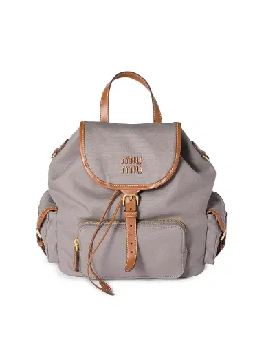 Miu Miu Women's Canvas and Leather Backpack | Thumbnail 1 Miu Miu Women's Canvas and Leather Backpack | Thumbnail 1