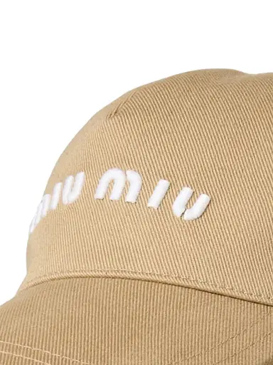 Miu Miu Women's Drill Baseball Cap - Beige Khaki | Thumbnail 3