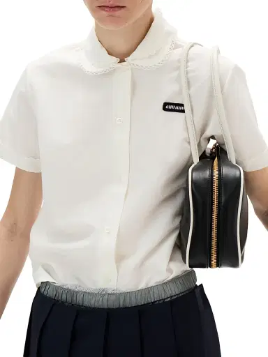 Miu Miu Women's Slubbed Poplin Shirt - White - Size 0 | Thumbnail 4