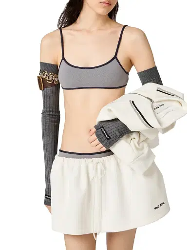 Miu Miu Women's Technical Knit Swimsuit - Grey | Thumbnail 2