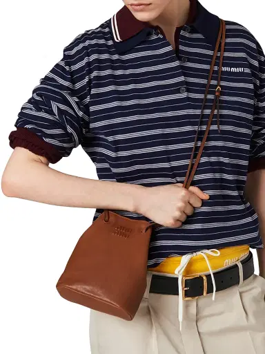 Miu Miu Women's Nappa Leather Mini Bucket Bag - Brown | Thumbnail 2