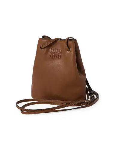 Miu Miu Women's Nappa Leather Mini Bucket Bag - Brown | Thumbnail 3