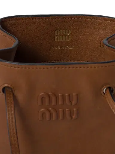 Miu Miu Women's Nappa Leather Mini Bucket Bag - Brown | Thumbnail 5