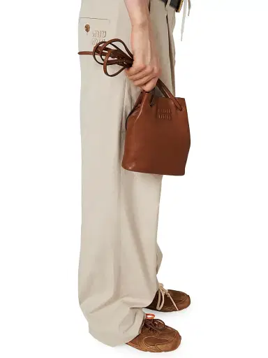 Miu Miu Women's Nappa Leather Mini Bucket Bag - Brown | Thumbnail 7