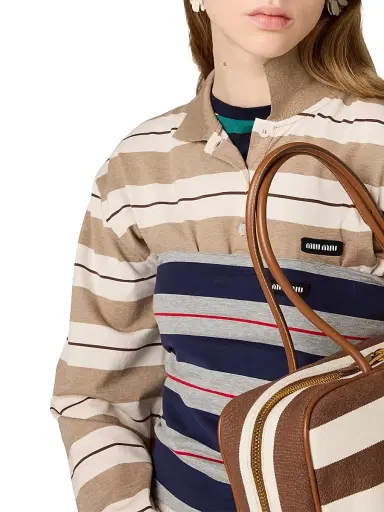 Miu Miu Women's Striped Jersey Top - Green | Thumbnail 5