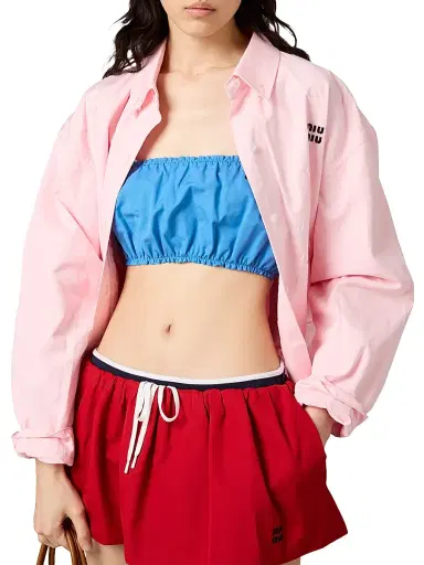 Miu Miu Women's Poplin Top - Blue | Thumbnail 2