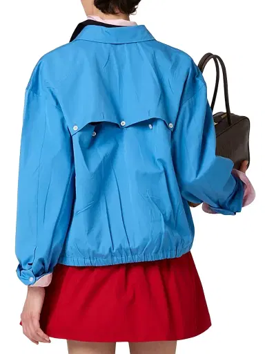 Miu Miu Women's Poplin Blouson Jacket - Blue | Thumbnail 3