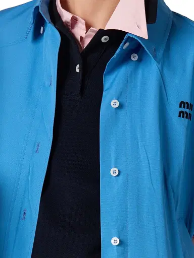 Miu Miu Women's Poplin Blouson Jacket - Blue | Thumbnail 5