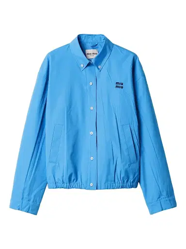 Miu Miu Women's Poplin Blouson Jacket - Blue | Thumbnail 1