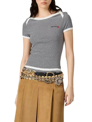 Miu Miu Women's Petit Bateau x Ribbed Jersey T-Shirt | Thumbnail 2 Miu Miu Women's Petit Bateau x Ribbed Jersey T-Shirt | Thumbnail 2