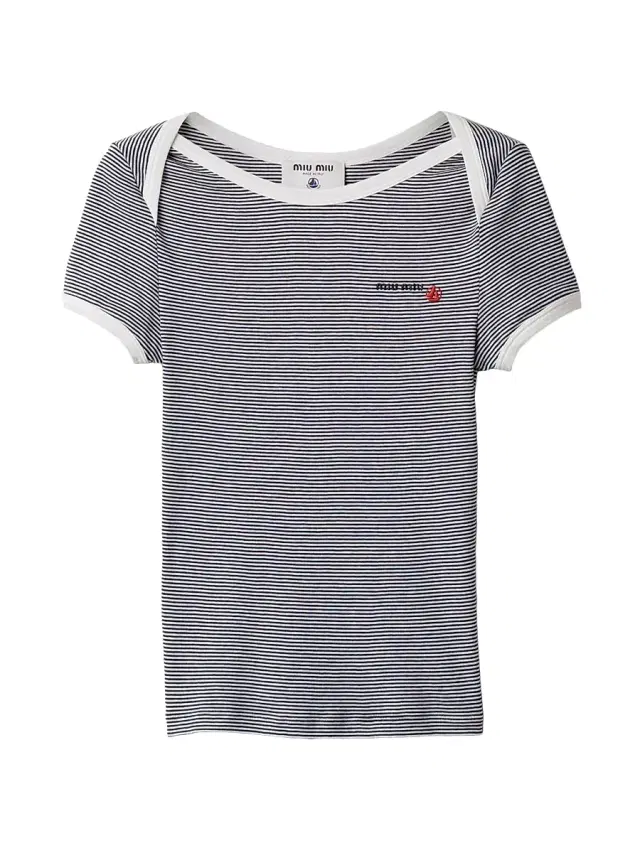 Women's Petit Bateau x  Ribbed Jersey T-Shirt - White Multi