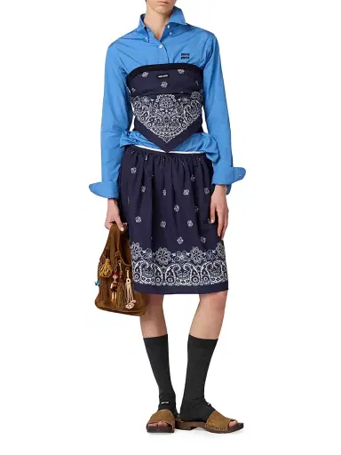 Miu Miu Women's Poplin Shirt - Blue | Thumbnail 6 Miu Miu Women's Poplin Shirt - Blue | Thumbnail 6
