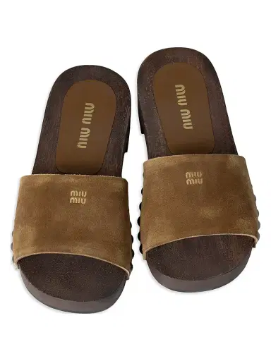 Miu Miu Women's Faded Suede Clogs - Brown | Thumbnail 2 Miu Miu Women's Faded Suede Clogs - Brown | Thumbnail 2
