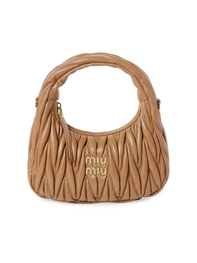 Miu Miu Women's Wander Matelassé Nappa Leather Hobo Bag - Light Brown