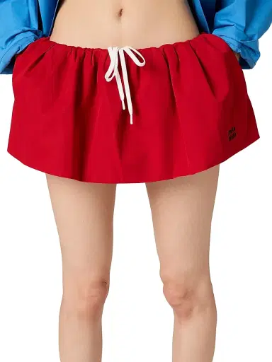 Miu Miu Women's Poplin Miniskirt - Red | Thumbnail 2 Miu Miu Women's Poplin Miniskirt - Red | Thumbnail 2