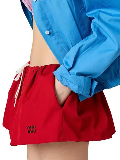 Miu Miu Women's Poplin Miniskirt - Red | Thumbnail 3 Miu Miu Women's Poplin Miniskirt - Red | Thumbnail 3