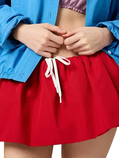 Miu Miu Women's Poplin Miniskirt - Red | Thumbnail 5 Miu Miu Women's Poplin Miniskirt - Red | Thumbnail 5