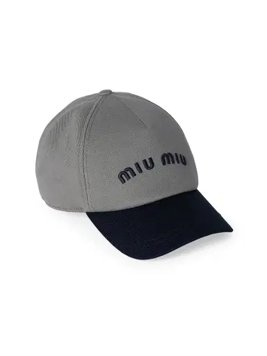 Miu Miu Women's Drill Baseball Cap - Grey | Thumbnail 1 Miu Miu Women's Drill Baseball Cap - Grey | Thumbnail 1