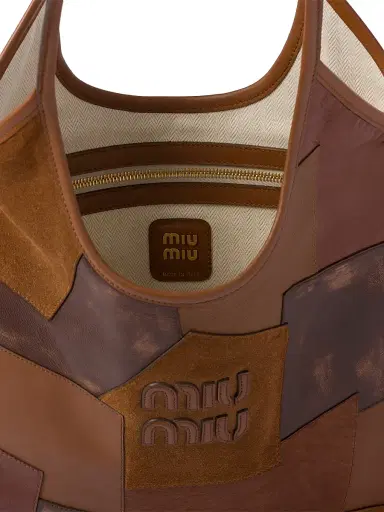 Miu Miu Women's Ivy Leather Patchwork Tote Bag - Brown | Thumbnail 6 Miu Miu Women's Ivy Leather Patchwork Tote Bag - Brown | Thumbnail 6
