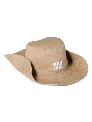 Miu Miu Women's Drill Cowboy Hat - Beige Khaki | Thumbnail 1