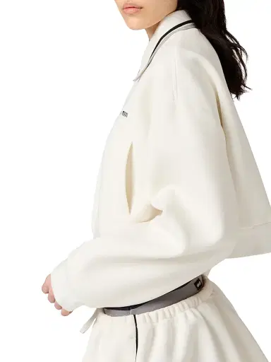 Miu Miu Women's Bonded Pique and Technical Jersey Blouson Jacket - White | Thumbnail 3 Miu Miu Women's Bonded Pique and Technical Jersey Blouson Jacket - White | Thumbnail 3