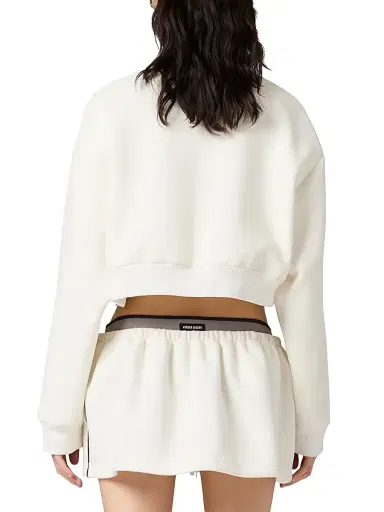 Miu Miu Women's Bonded Pique and Technical Jersey Blouson Jacket - White | Thumbnail 4 Miu Miu Women's Bonded Pique and Technical Jersey Blouson Jacket - White | Thumbnail 4