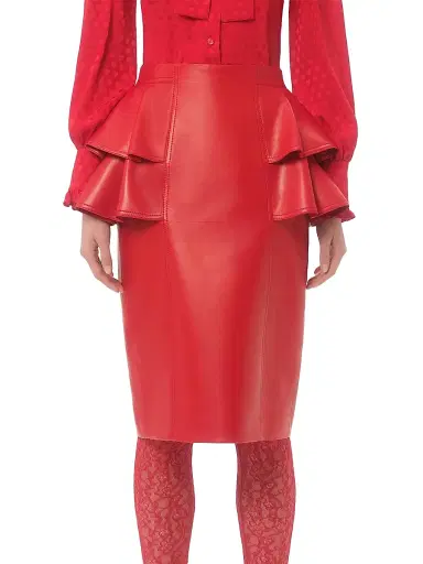 Valentino Garavani Women's Leather Midi Skirt - Red - Size 6 | Thumbnail 2 Valentino Garavani Women's Leather Midi Skirt - Red - Size 6 | Thumbnail 2