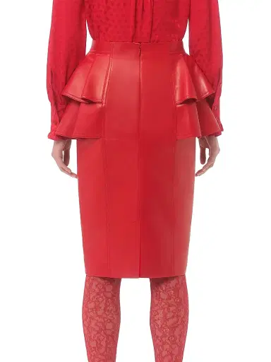 Valentino Garavani Women's Leather Midi Skirt - Red - Size 6 | Thumbnail 4 Valentino Garavani Women's Leather Midi Skirt - Red - Size 6 | Thumbnail 4