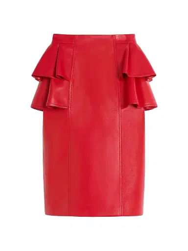 Valentino Garavani Women's Leather Midi Skirt - Red - Size 6 | Thumbnail 1 Valentino Garavani Women's Leather Midi Skirt - Red - Size 6 | Thumbnail 1