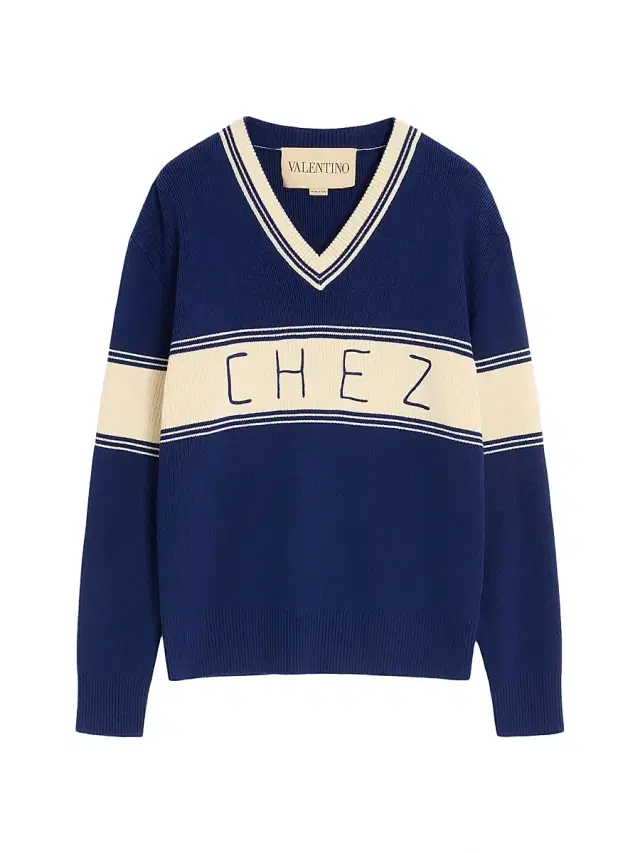 Men's Wool and Cotton Sweater with Pattern - Blue Butter