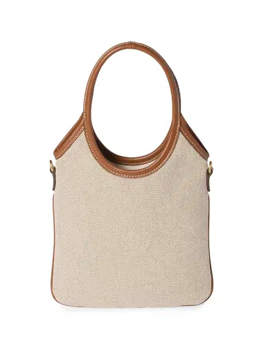 Miu Miu Women's Ivy Canvas and Leather Top Handle Bag - Beige Khaki | Thumbnail 4 Miu Miu Women's Ivy Canvas and Leather Top Handle Bag - Beige Khaki | Thumbnail 4
