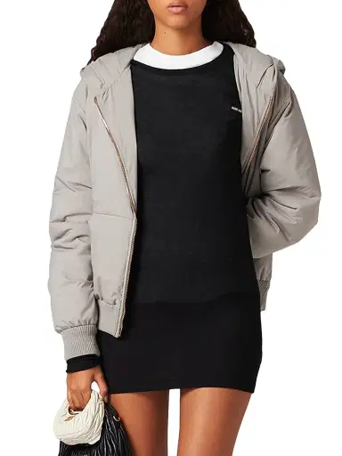Miu Miu Women's Ribbed Knit Jersey Dress - Grey | Thumbnail 7