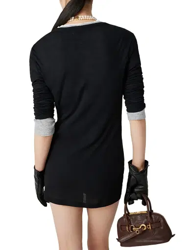Miu Miu Women's Ribbed Knit Jersey Dress - Grey | Thumbnail 8
