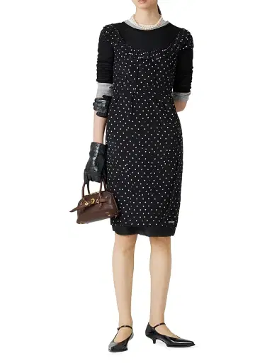 Miu Miu Women's Ribbed Knit Jersey Dress - Grey | Thumbnail 10