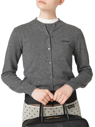Miu Miu Women's Cashmere Knit Cardigan - Grey - Size 8 | Thumbnail 4 Miu Miu Women's Cashmere Knit Cardigan - Grey - Size 8 | Thumbnail 4