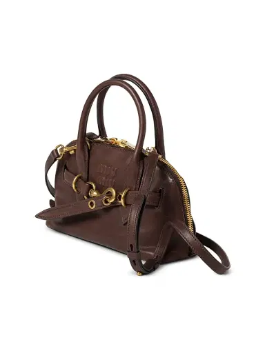 Miu Miu Women's Aventure Nappa Leather Top-Handle Bag - Dark Brown | Thumbnail 3