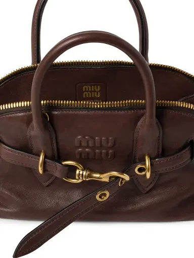 Miu Miu Women's Aventure Nappa Leather Top-Handle Bag - Dark Brown | Thumbnail 5