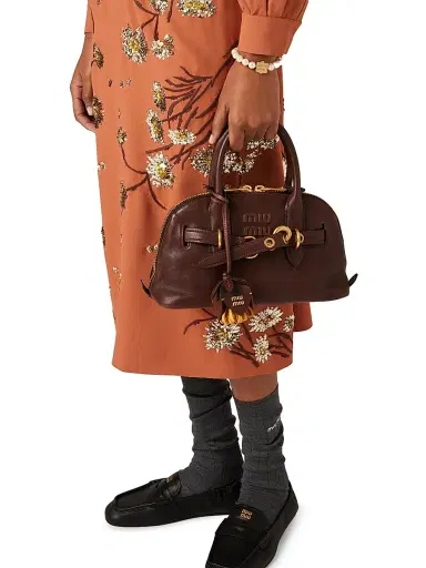 Miu Miu Women's Aventure Nappa Leather Top-Handle Bag - Dark Brown | Thumbnail 7