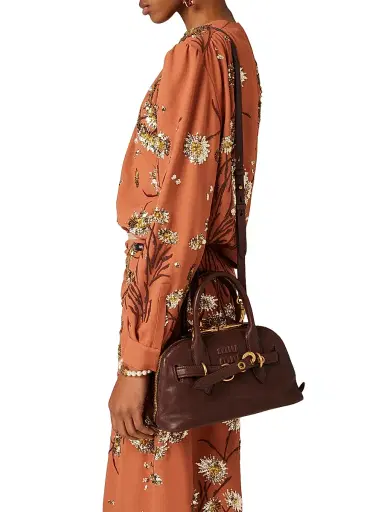 Miu Miu Women's Aventure Nappa Leather Top-Handle Bag - Dark Brown | Thumbnail 8
