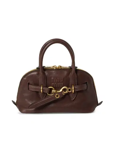 Miu Miu Women's Aventure Nappa Leather Top-Handle Bag - Dark Brown | Thumbnail 1