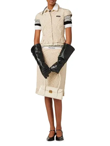 Miu Miu Women's Ribbed Jersey T-Shirt - Grey | Thumbnail 2