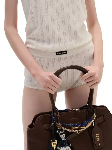 Miu Miu Women's Cashmere and Silk Shorts - White | Thumbnail 4