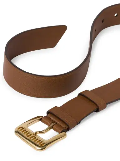Miu Miu Women's Nappa Leather Belt - Brown - Size 36 | Thumbnail 2