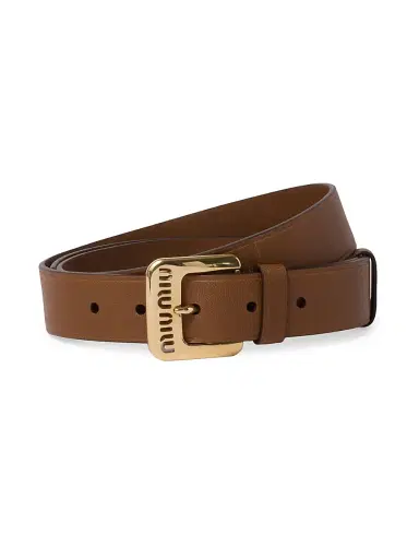 Miu Miu Women's Nappa Leather Belt - Brown - Size 36 | Thumbnail 1