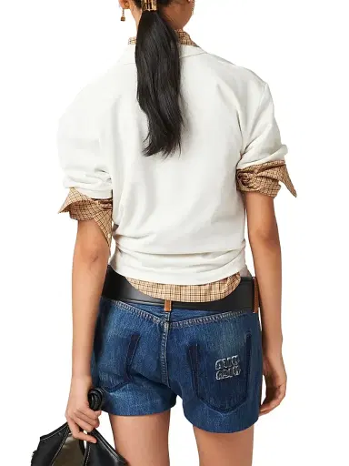 Miu Miu Women's Cotton Piqué Polo Shirt - White - Size Large | Thumbnail 3 Miu Miu Women's Cotton Piqué Polo Shirt - White - Size Large | Thumbnail 3